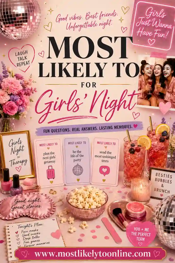 Most Likely To Questions for Girls' Night (50+ Fun Prompts)